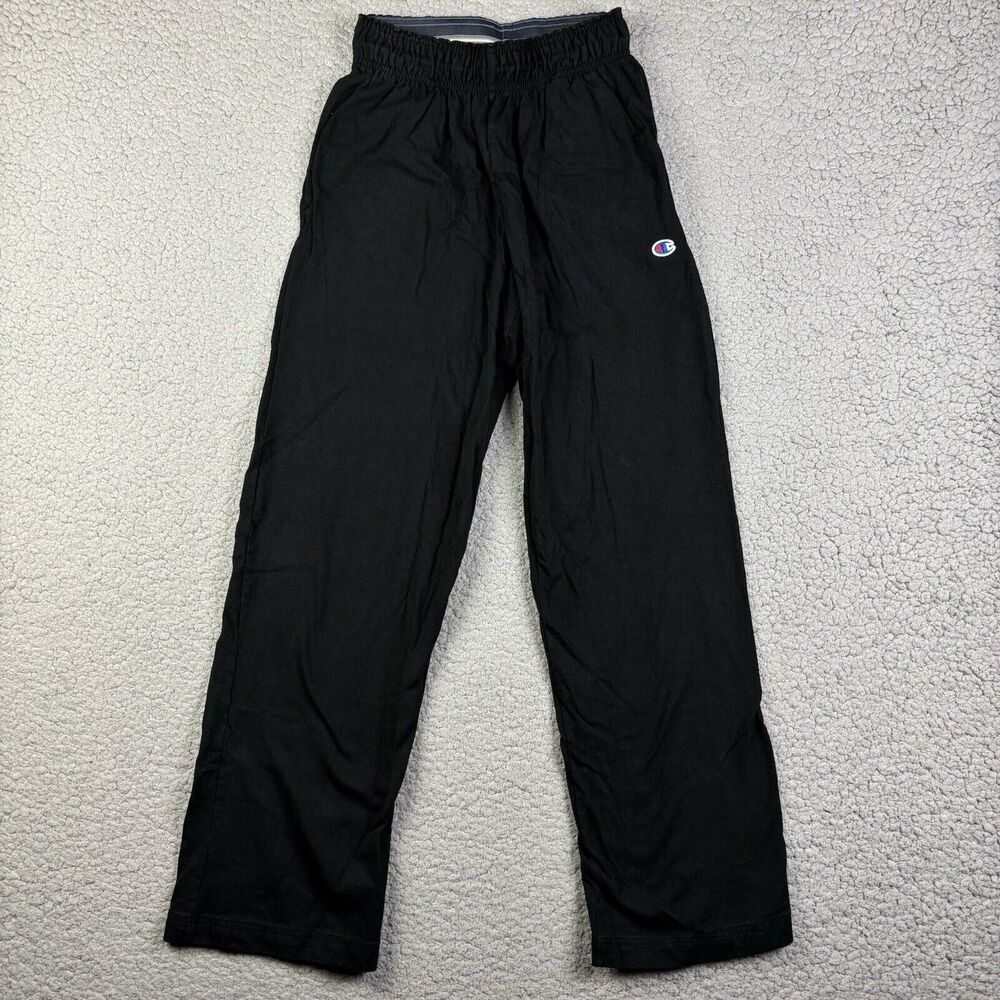 Champion Sweatpants Men's S Open Leg Drawstring Embroidered‎ Logo Pocket Black
